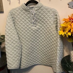 D & Co Active Pullover Top/Light Jacket Sz Med. Button Neck. Very light Green.